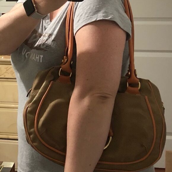 Brics Olive Green Micro Suede Shoulder Bag - Picture 12 of 12